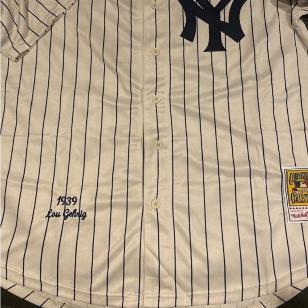 New York Yankees Lou Gehrig 1939 Home Baseball Jersey MLB Murderers Row NWT - Picture 3 of 6